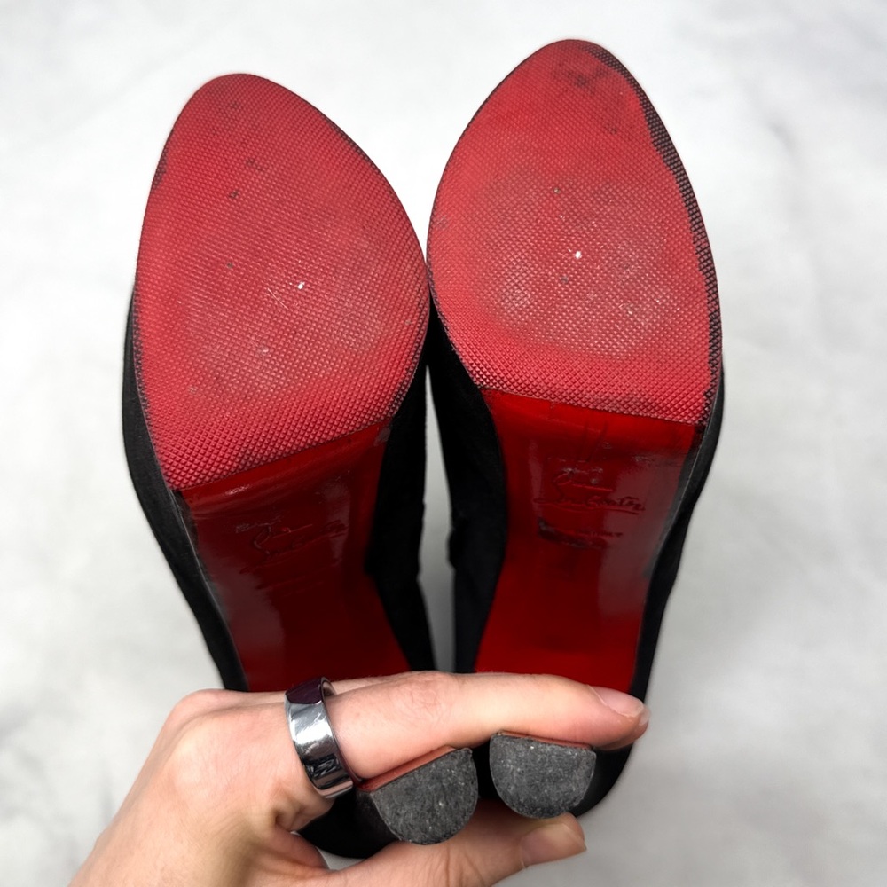 Christian Louboutin Fierce 160 Suede Sky High Platform Ankle Boots Black 36.5 - Picture 11 of 15